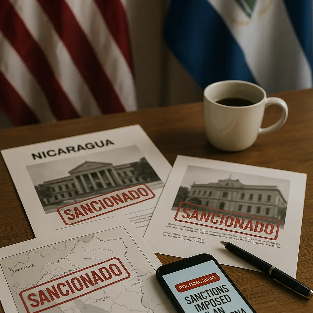 Manifestación en recuerdo de Roberto Samcam en Nicaragua con pancartas y banderas