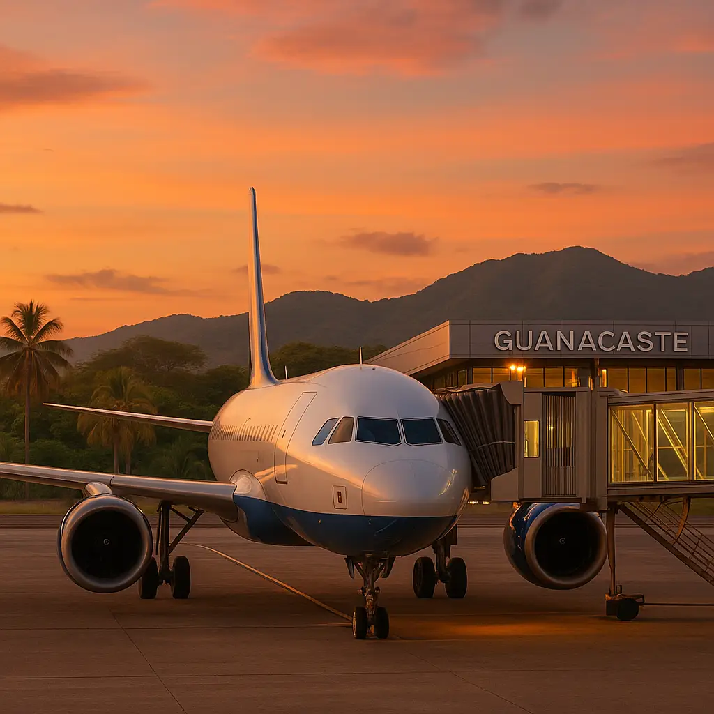 Avión de Southwest Airlines despegando en el Aeropuerto Internacional de Guanacaste en Costa Rica