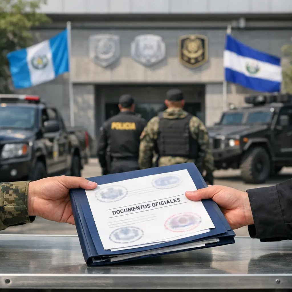 Entrega de ciudadano salvadoreño acusado de extorsión en Guatemala, con presencia policial en operativo