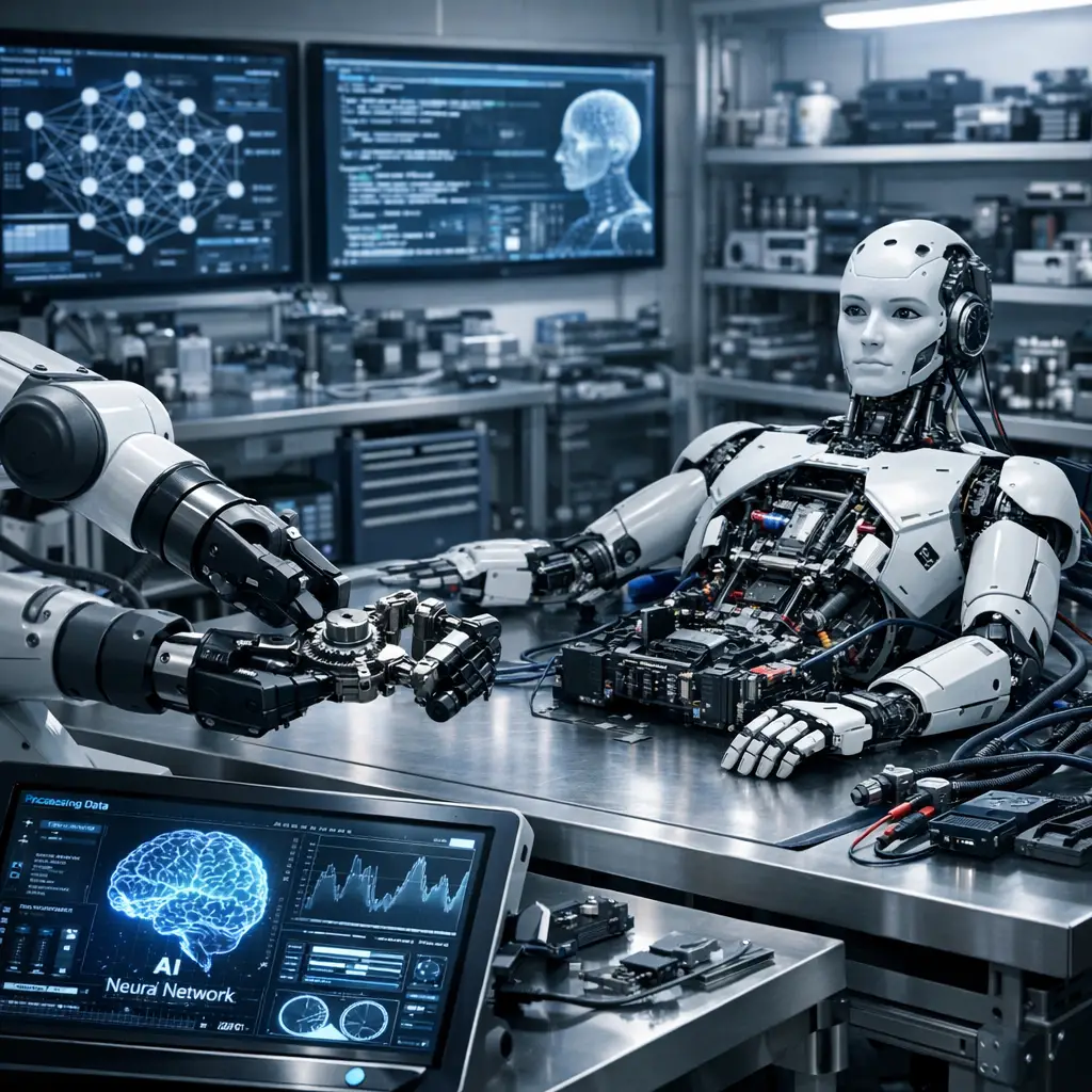 Imagen conceptual que muestra un robot humanoide avanzado desarrollado con inteligencia artificial